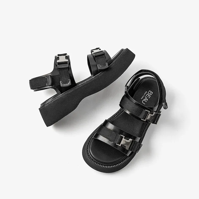 BeauToday Platform Sandals for Women with Buckle Detail
