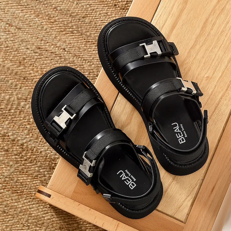 BeauToday Platform Sandals for Women with Buckle Detail