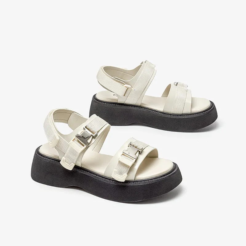 BeauToday Platform Sandals for Women with Buckle Detail