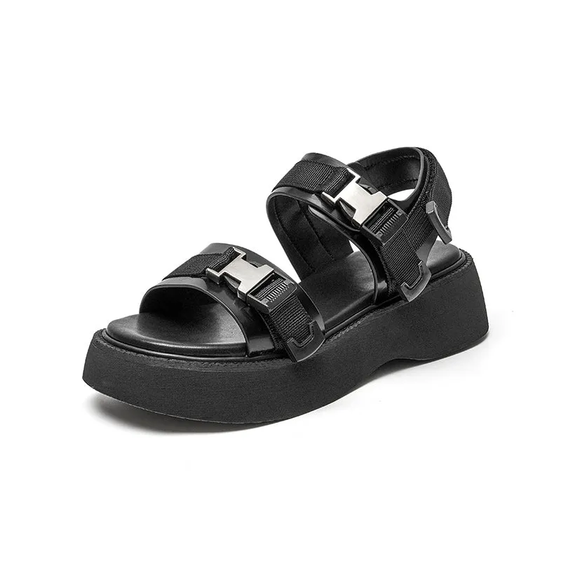 BeauToday Platform Sandals for Women with Buckle Detail