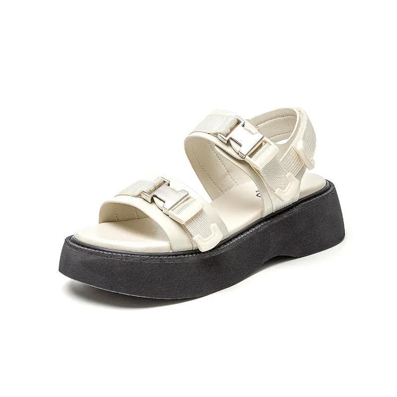 BeauToday Platform Sandals for Women with Buckle Detail