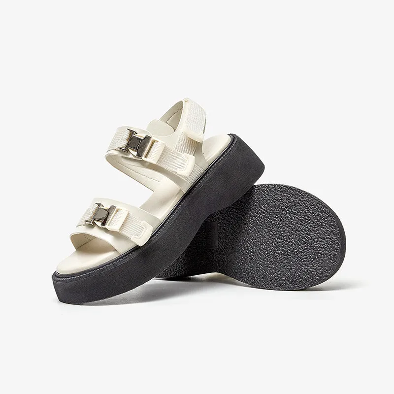 BeauToday Platform Sandals for Women with Buckle Detail