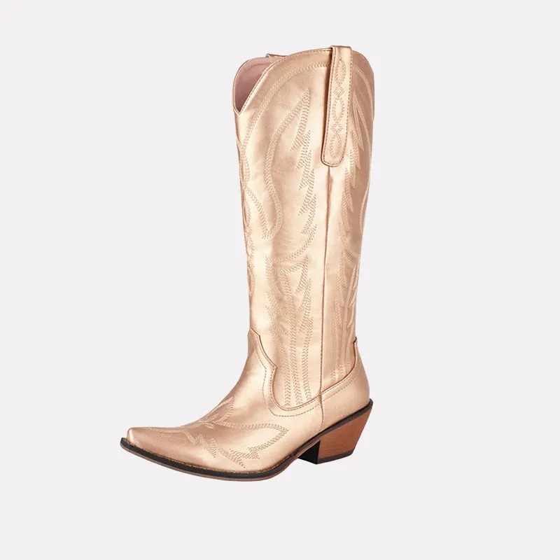 Begonia Gleamy Embroidery Boots