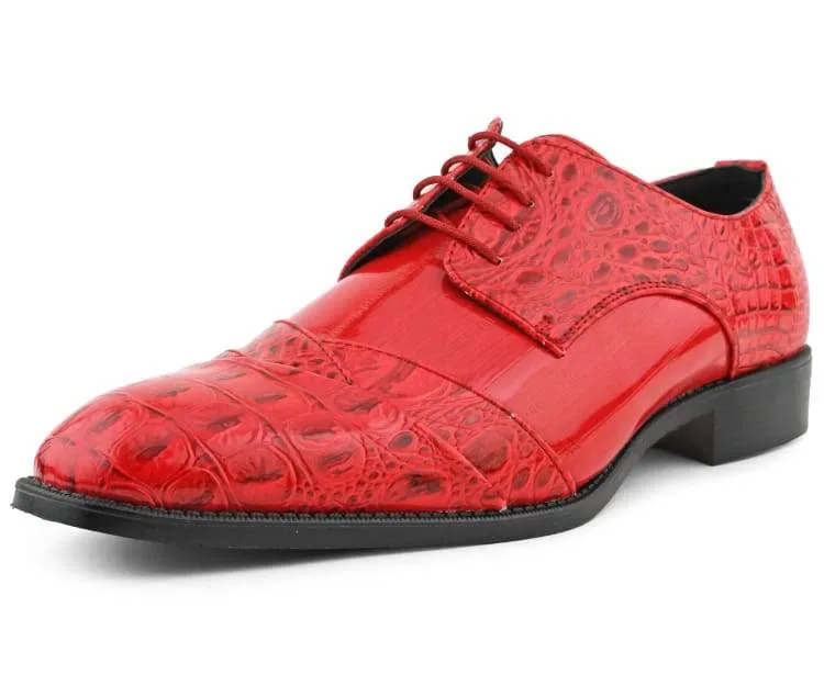 Bolano Bandit Red Men's Oxford Dress Shoes Croco
