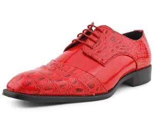 Bolano Bandit Red Men's Oxford Dress Shoes Croco