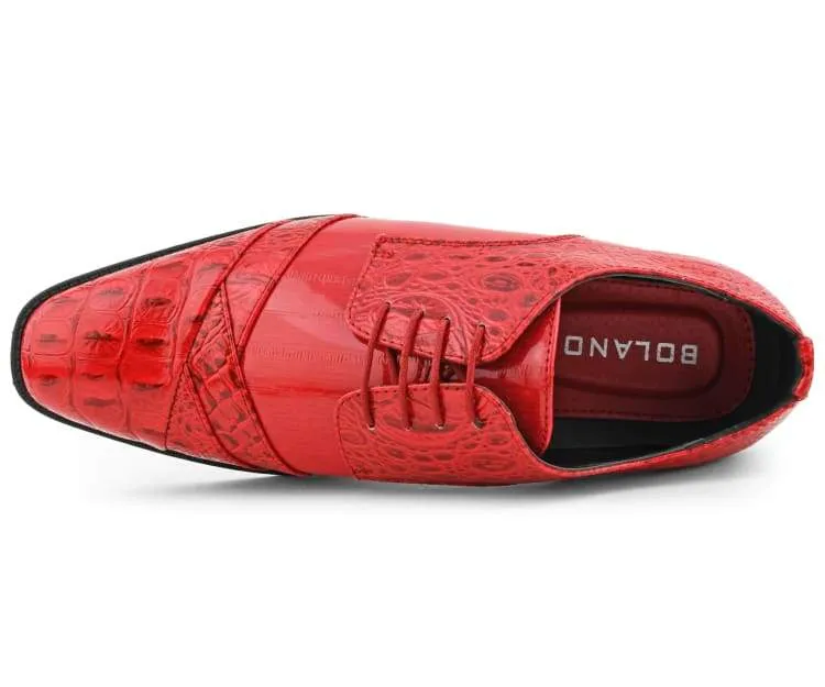Bolano Bandit Red Men's Oxford Dress Shoes Croco