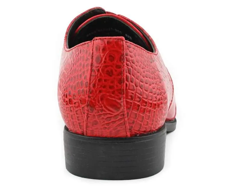 Bolano Bandit Red Men's Oxford Dress Shoes Croco