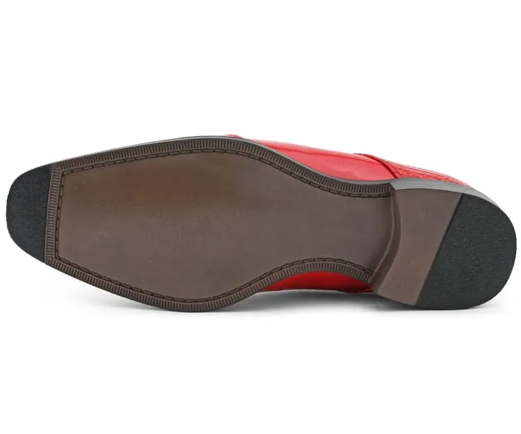 Bolano Bandit Red Men's Oxford Dress Shoes Croco