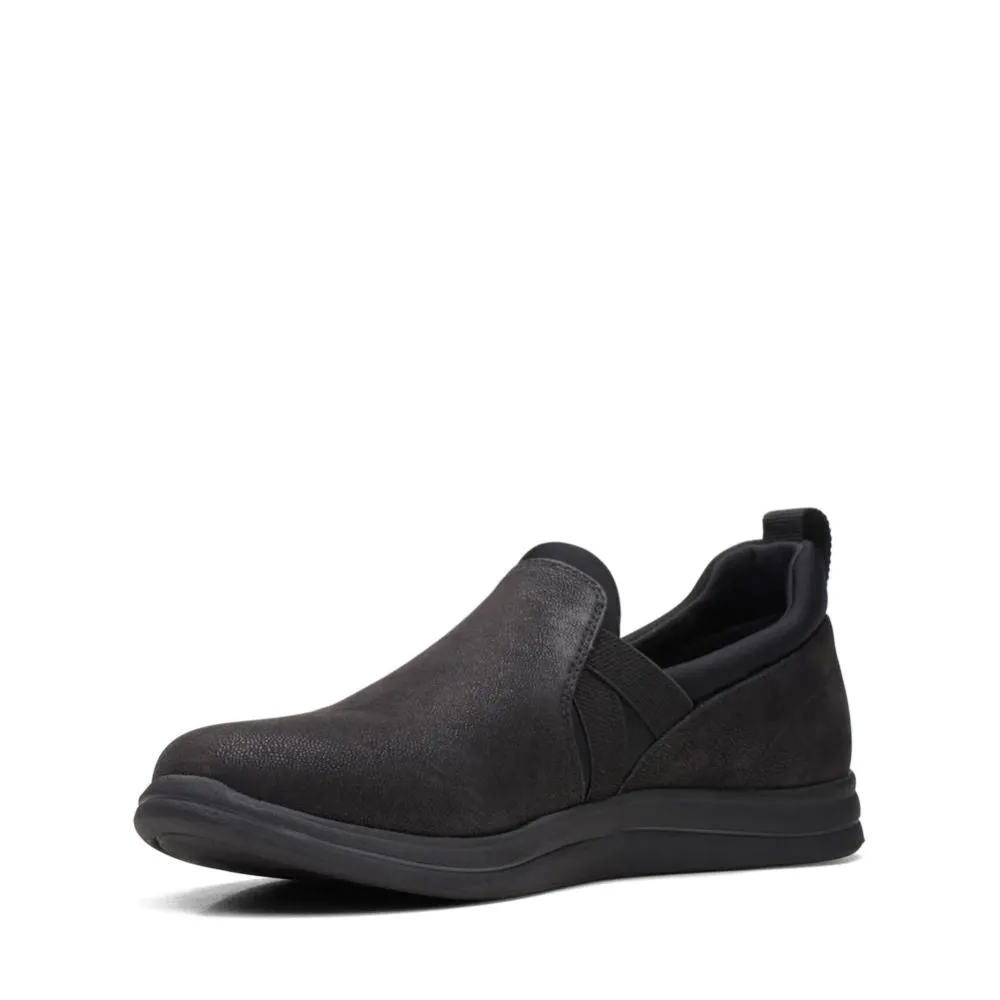 Breeze Bali Black Fabric Clarks Slipon Sneakers