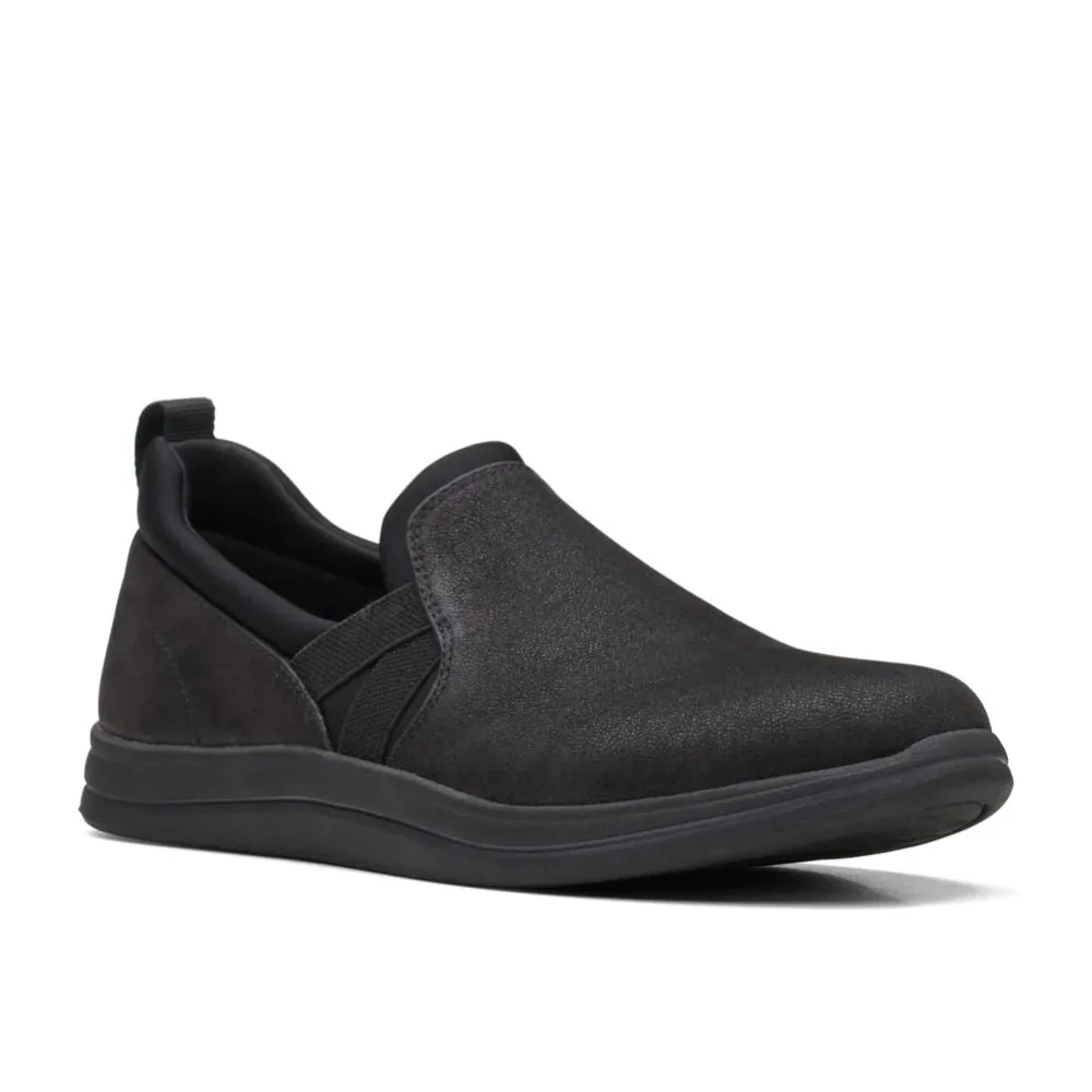 Breeze Bali Black Fabric Clarks Slipon Sneakers