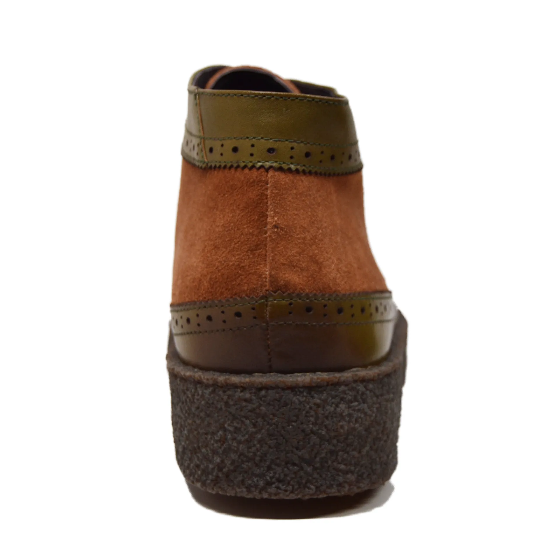 British Walkers Custom Made Original Playboy Wingtips Men's Green Leather and Brown Suede High Tops