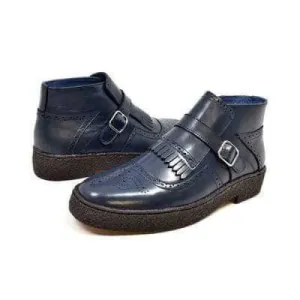 British Walkers Playboy Manhattan Wingtip Men's Navy Blue Leather