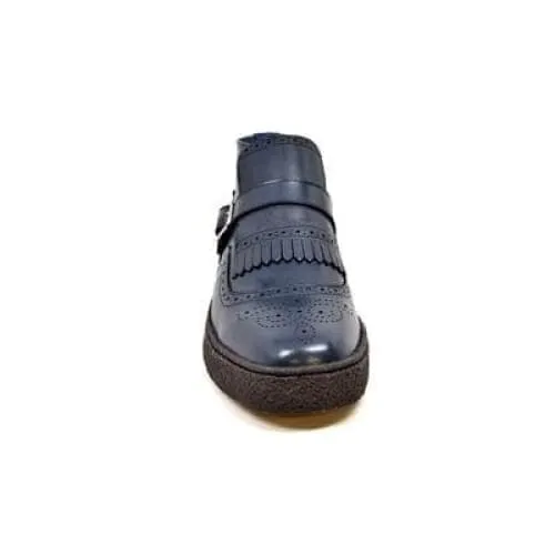 British Walkers Playboy Manhattan Wingtip Men's Navy Blue Leather
