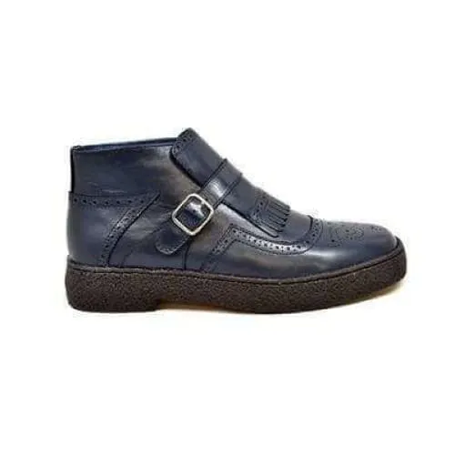 British Walkers Playboy Manhattan Wingtip Men's Navy Blue Leather