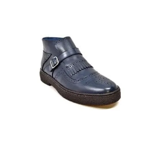 British Walkers Playboy Manhattan Wingtip Men's Navy Blue Leather