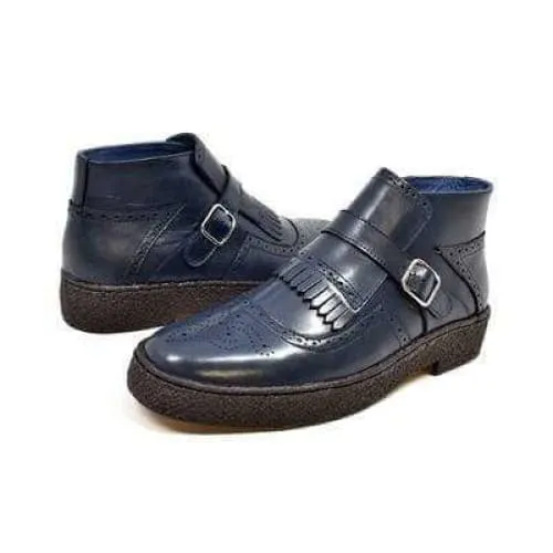 British Walkers Playboy Manhattan Wingtip Men's Navy Blue Leather