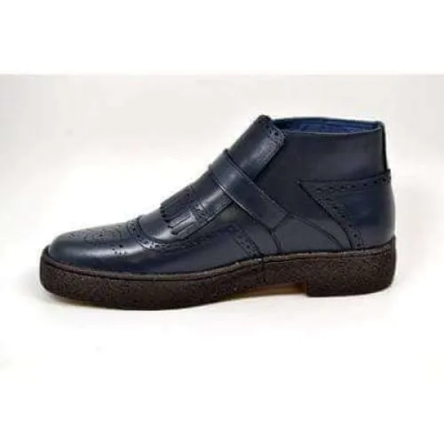 British Walkers Playboy Manhattan Wingtip Men's Navy Blue Leather