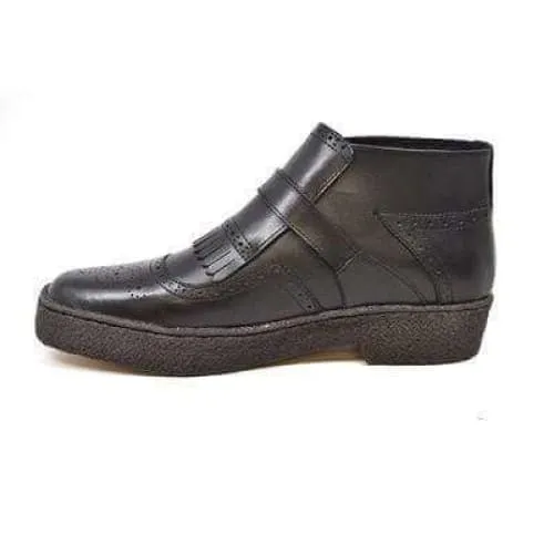 British Walkers Playboy Manhattan Wingtips Men's Black Leather High Tops