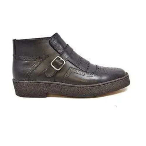 British Walkers Playboy Manhattan Wingtips Men's Black Leather High Tops