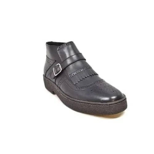 British Walkers Playboy Manhattan Wingtips Men's Black Leather High Tops