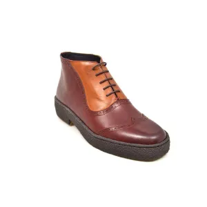 British Walkers Playboy Original Custom Made Men's Two Tone Oxblood Tan Leather High Top Wingtips