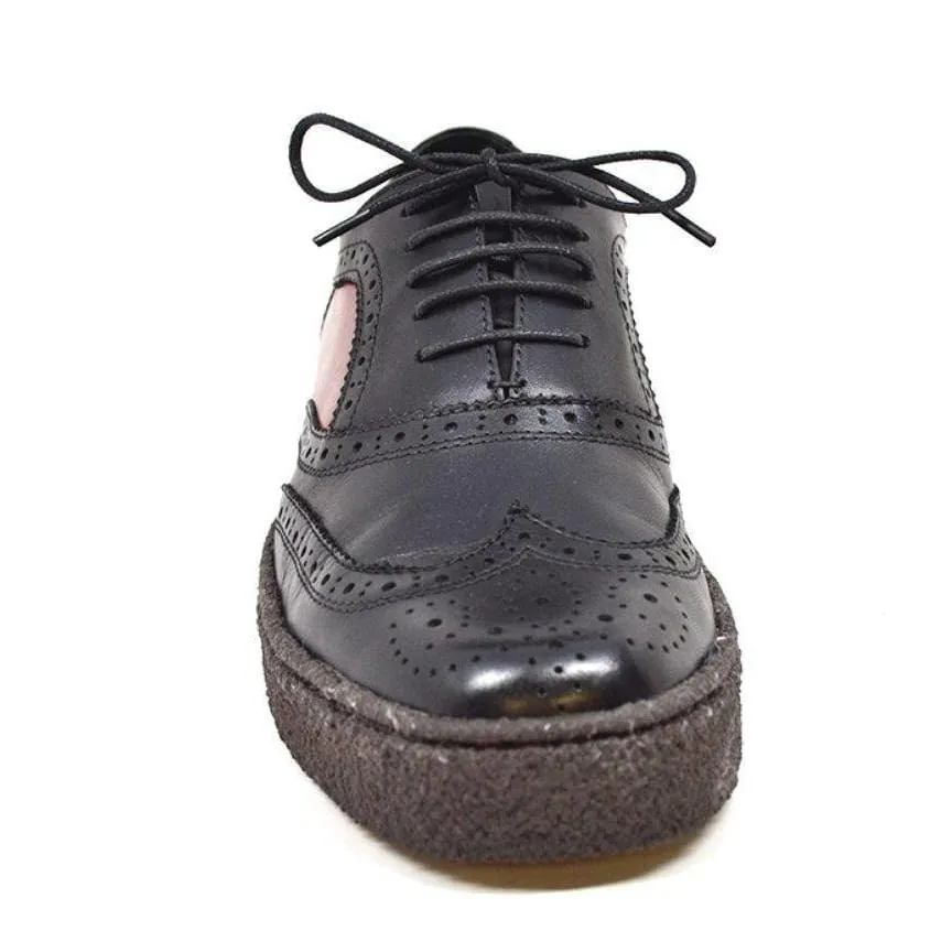 British Walkers Playboy Original Low Top Men's Black and Rust Leather Wingtips