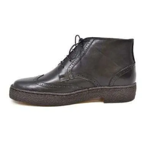 British Walkers Playboy Wingtips Custom Made Men's Premium Black Leather High Top Boots