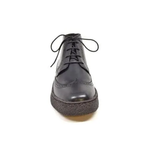 British Walkers Playboy Wingtips Custom Made Men's Premium Black Leather High Top Boots