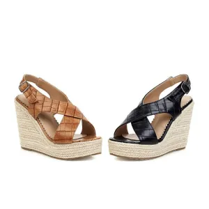 Buckle Sandals Simple Wedge Belt