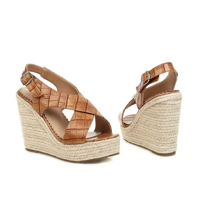 Buckle Sandals Simple Wedge Belt