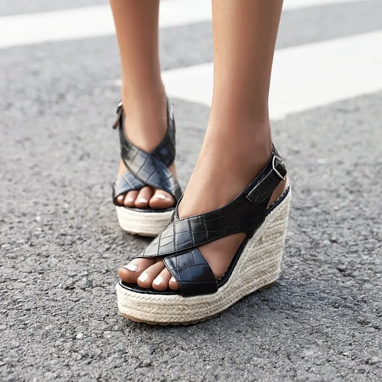 Buckle Sandals Simple Wedge Belt