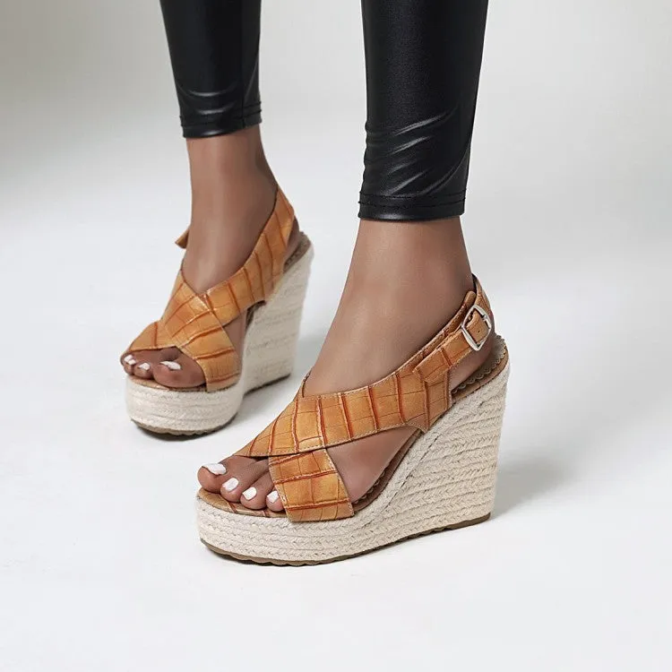 Buckle Sandals Simple Wedge Belt
