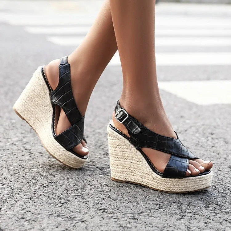 Buckle Sandals Simple Wedge Belt
