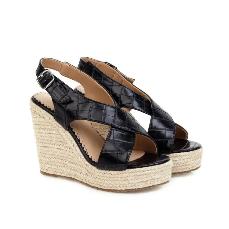 Buckle Sandals Simple Wedge Belt