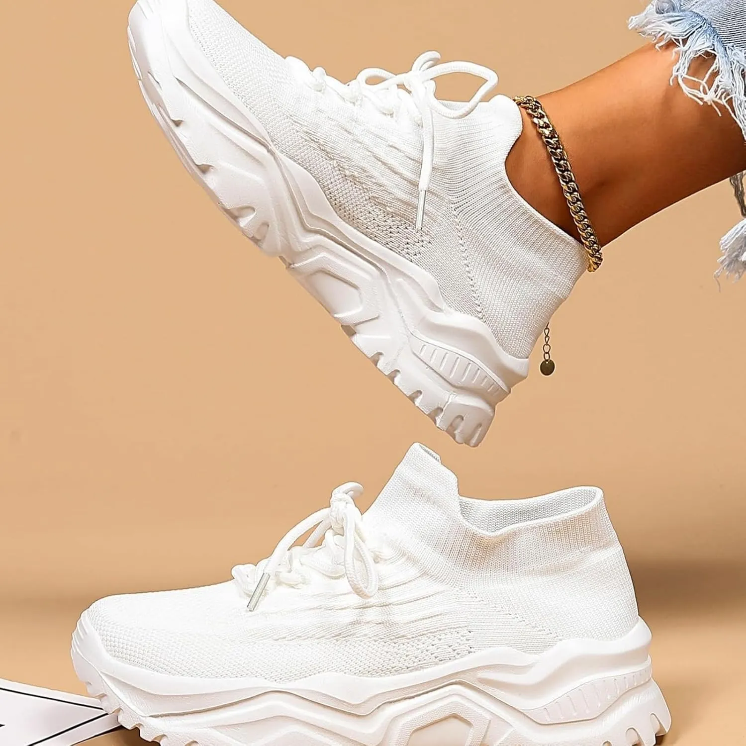 Canbebig Orthopedic Shoes for Women Slip-On Running Shoes Breathable Arch Support Walking Gym Shoe Casual Comfortable Ankle Socks Sneakers