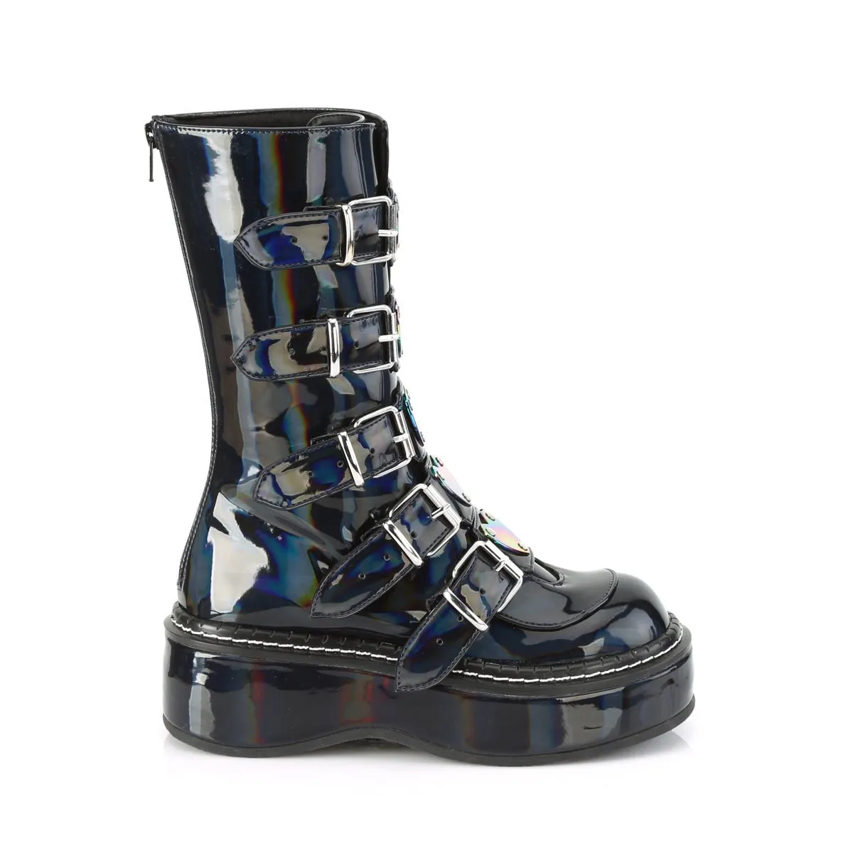 Demonia EMILY-330 | Black Hologram Mid-Calf Boots