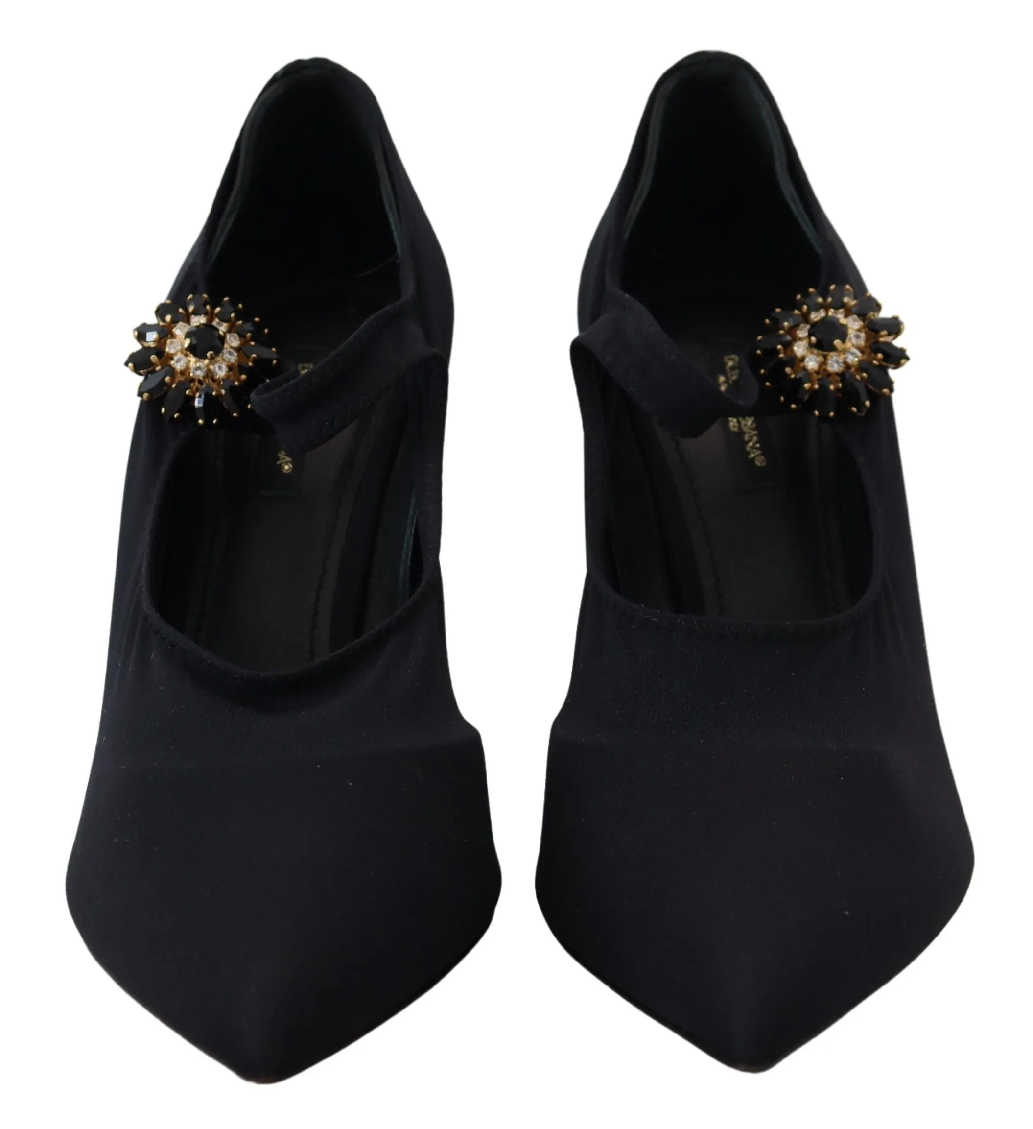 Dolce & Gabbana Chic Black Mary Jane Sock Pumps with Crystals