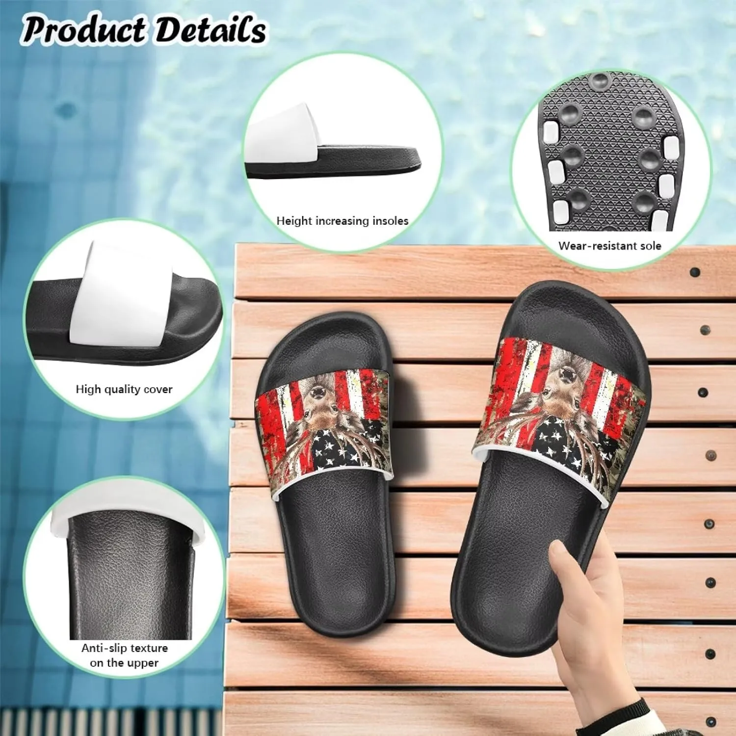 Doojoayie Animal Print Slides for Kids Girls Non Slip for Summer Indoor Outdoor Play