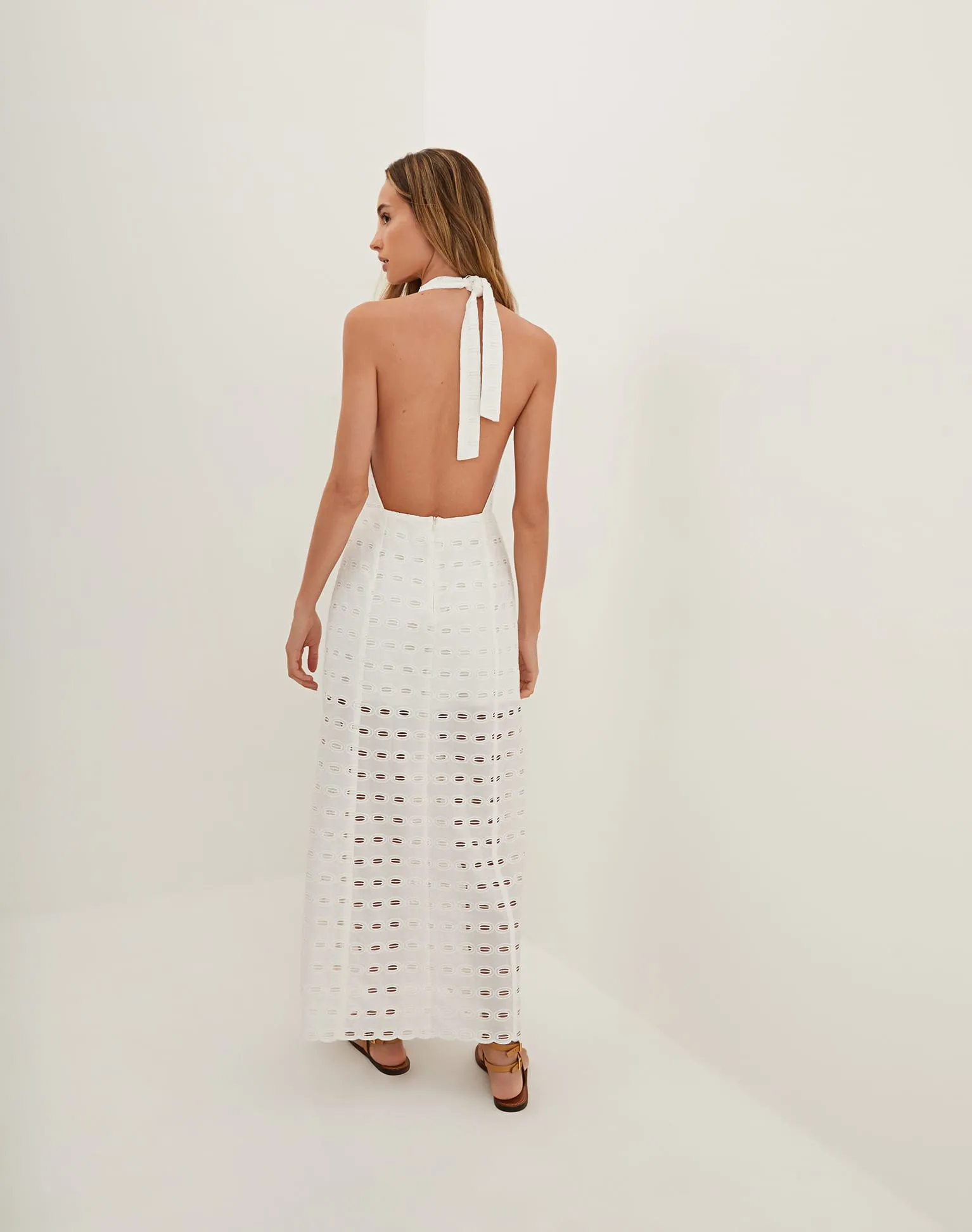 Eyelet Maryse Long Dress - Off White