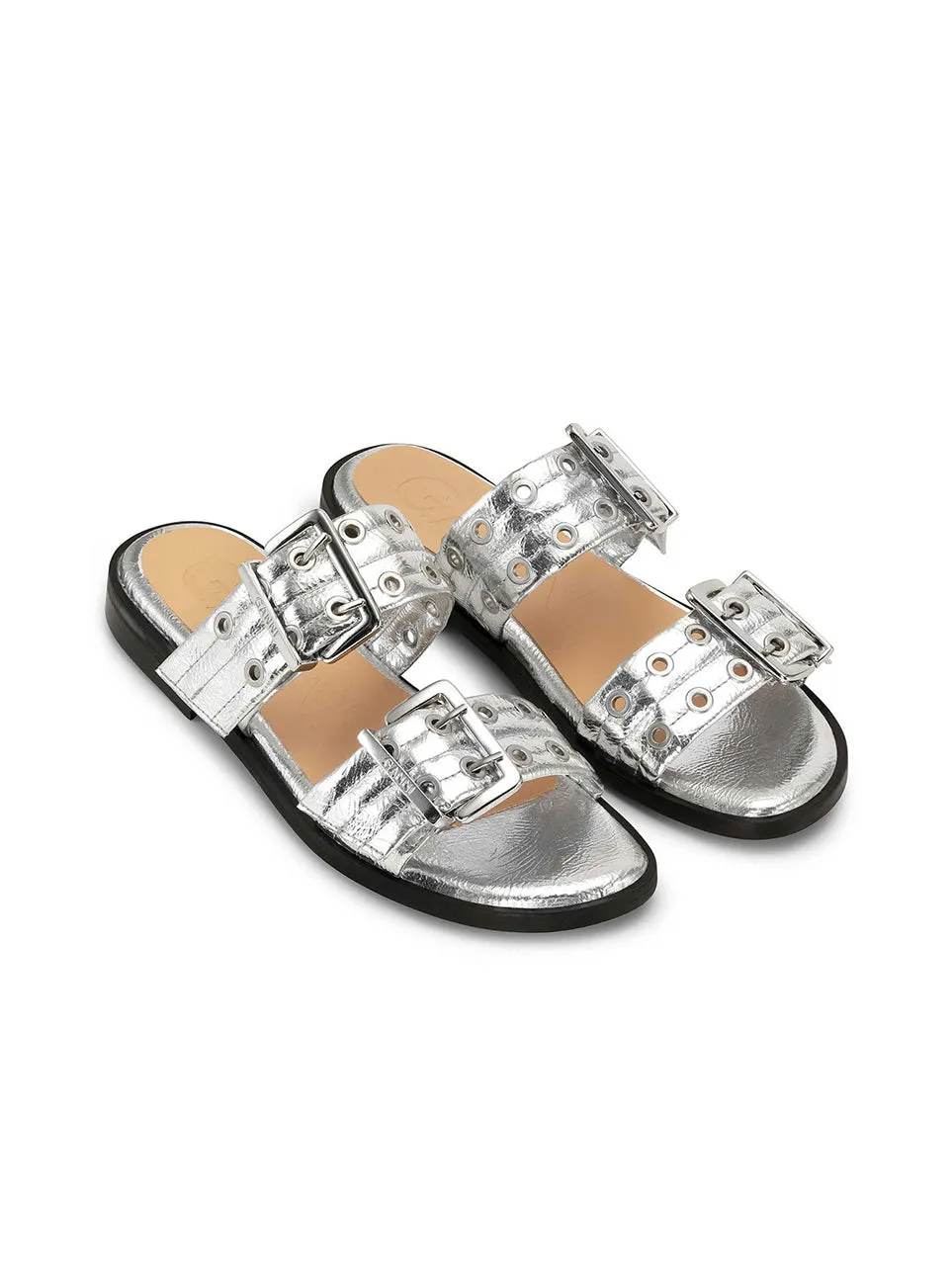 FEMININE BUCKLE TWO-STRAP SANDALS