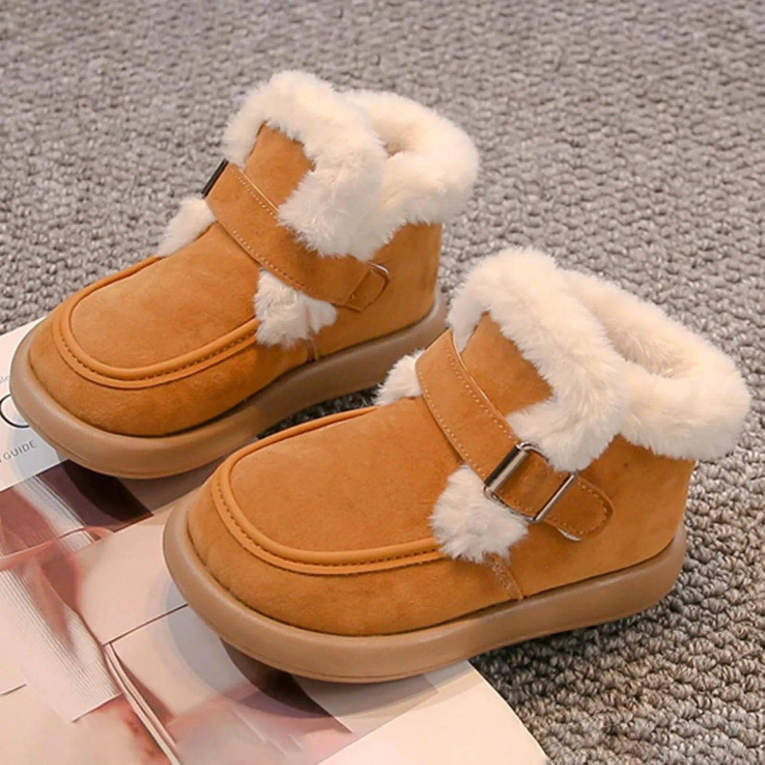 Girls Platform Snow Boots Winter Boots Fr Snow Boots Ankle Booties Fuzzy Warm Boots For Toddler Kids Slip On Boots