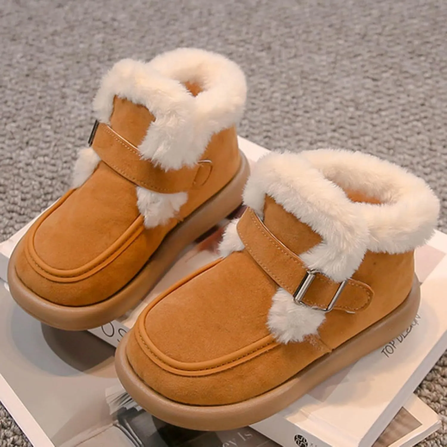 Girls Platform Snow Boots Winter Boots Fr Snow Boots Ankle Booties Fuzzy Warm Boots For Toddler Kids Slip On Boots