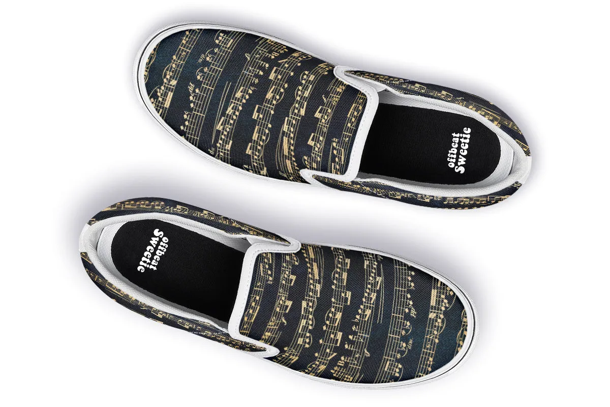 Golden Music Slip Ons