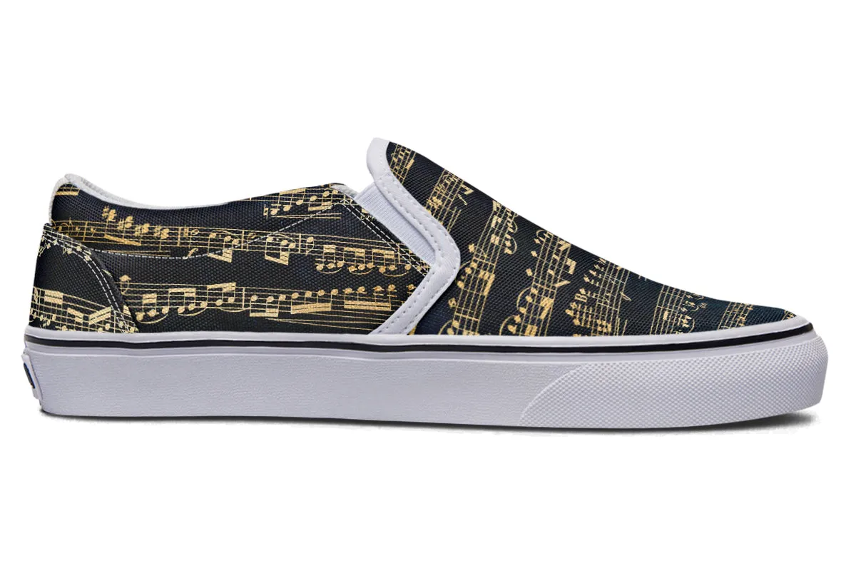 Golden Music Slip Ons