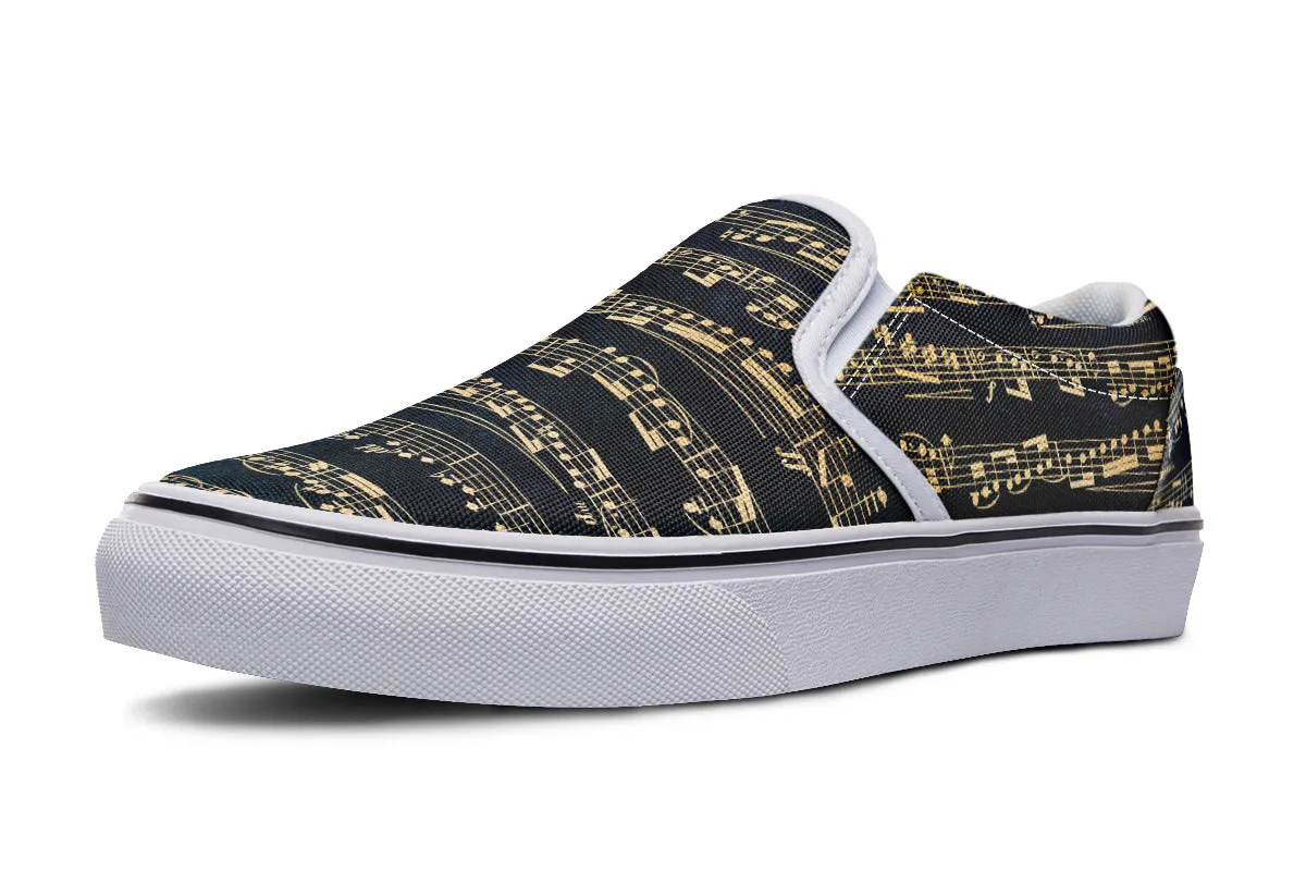 Golden Music Slip Ons