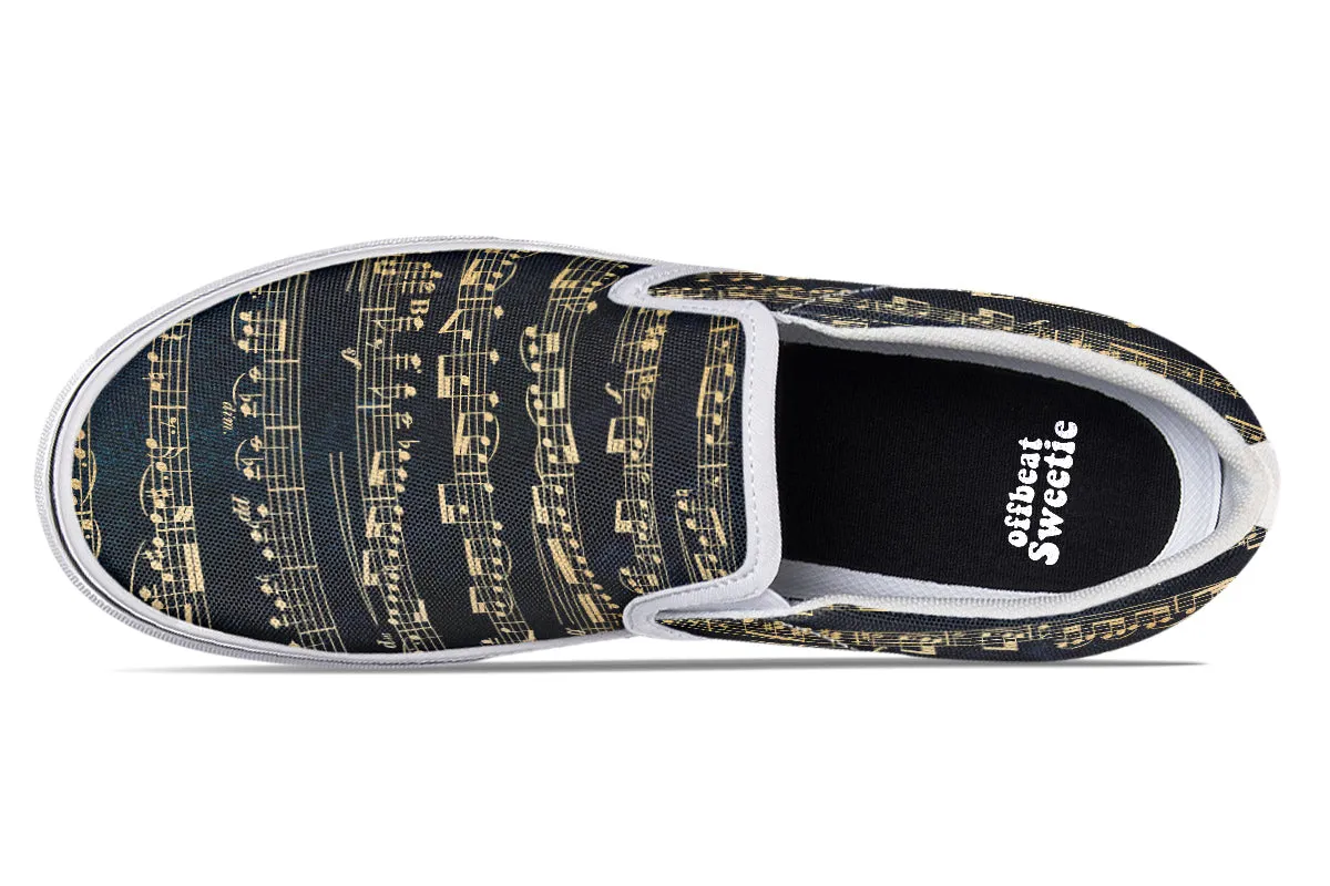 Golden Music Slip Ons
