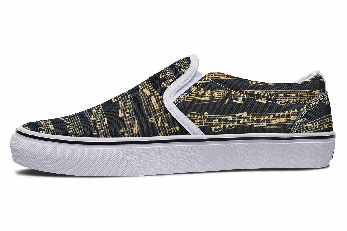 Golden Music Slip Ons
