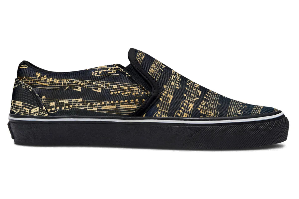 Golden Music Slip Ons