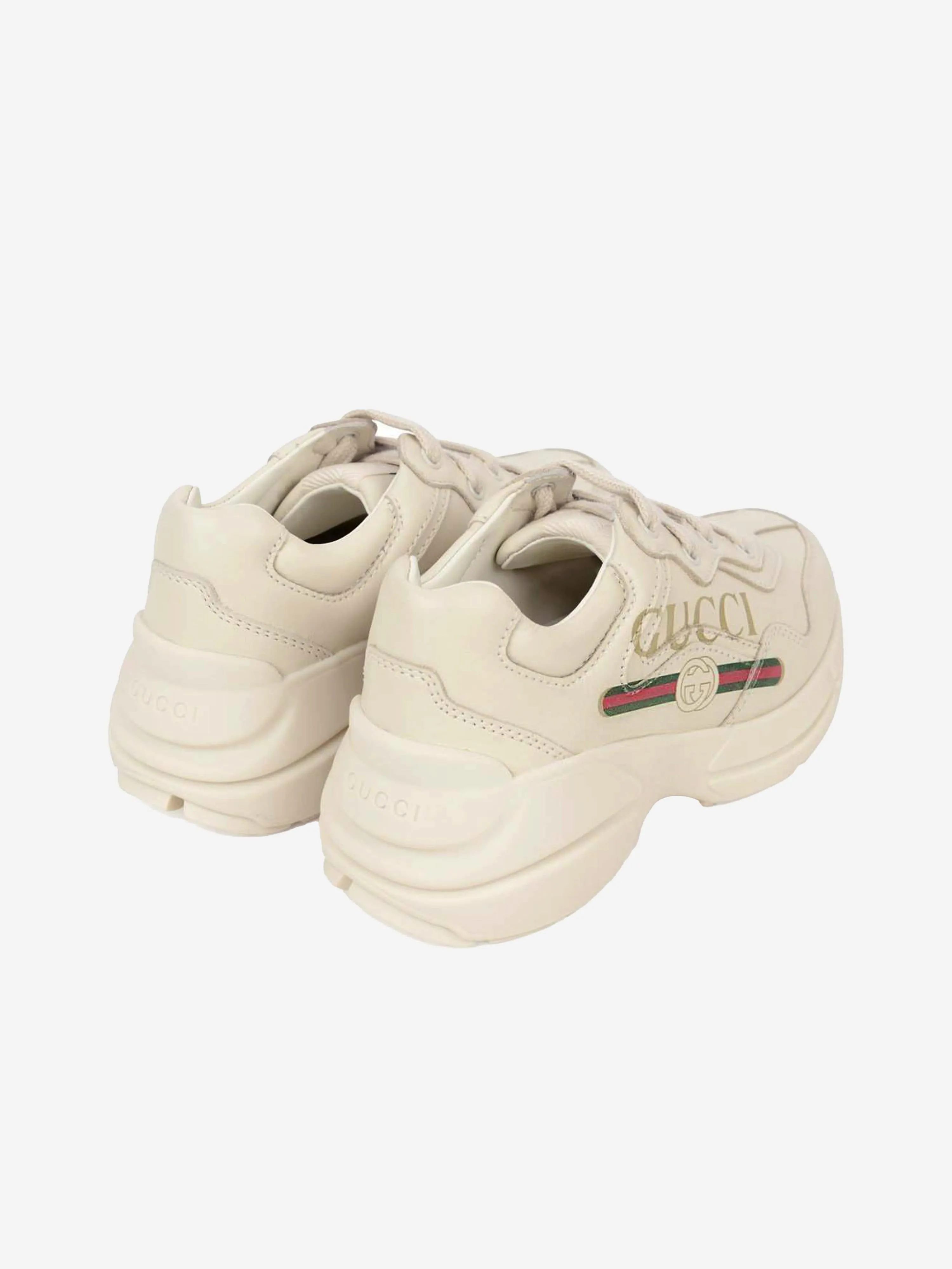 Gucci Kids Leather Rhyton Logo Trainers