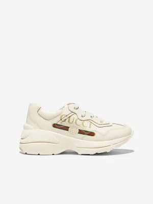 Gucci Kids Leather Rhyton Logo Trainers